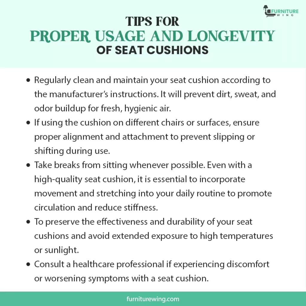 Tips for Proper Usage and Longevity of Seat Cushions